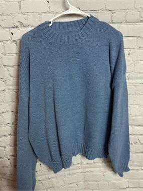 Relaxed Crewneck Sweater in Dusty Blue